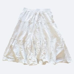 Cottage core white tiered long midi skirt